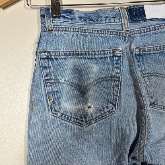 RE/DONE Levi’s USA Women’s High Rise Button Fly Denim Distressed Jeans Size 24 - Picture 13 of 16